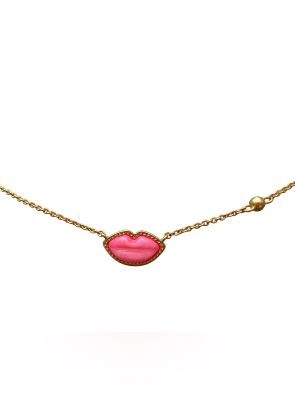 Kendra Scott Gold Necklace with Pink Lip Charm - Picture 3 of 5
